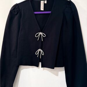 Dolan Black Top with silver crystal accents
